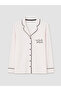 Lcw Ecru Shirt Collar Striped Women's Pajama Set - 4