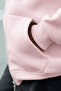 Women's Pink Hooded Zippered Oversize Sweatshirt 80% Cotton Basic Hoodie with Pockets - 3