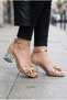 Girl's Evening Dress Shoes Silver Square Toe Stone Flower Ankle Buckle Transparent Heels - 5