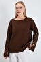 Openwork Sleeves Boat Neck Wide Sleeve Knitwear Sweater