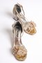 Girl's Evening Dress Shoes Silver Square Toe Stone Flower Ankle Buckle Transparent Heels - 3