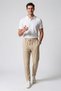 Men's Beige Trousers with Elastic Waist, Lycra, Non-Marking, Regular Fit, Daily Wear, Lace-Up, Jogger Style - 2