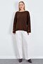 Openwork Sleeves Boat Neck Wide Sleeve Knitwear Sweater - 3