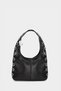 Women's Hobo Shoulder Bag Faux Leather Metal Ring Studded Bird Eye - 2