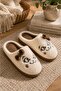 Women's Soft Plush House Slippers with Bow and Cute Cat Figure - 3