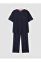 Lcw Navy Blue Polka Dot Women's Pajama Set - 3