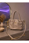 Women's Drawstring Charm Detailed Hand Shoulder Bag with Cross Strap, Daily Stylish with Gold Accessories
