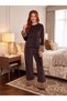 New Season Women's Velvet Crew Neck Plush Detailed Special Design Long Sleeve Pajama Set - 2
