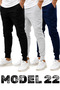 Set of 3/3 Pieces Unisex Ribbed Regular Black Gray Navy Blue Color Sports Sweatpants