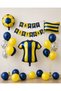 Party Fan Themed Birthday Balloon Set |   Yellow Navy Blue Football Foil Balloon |   Happy Birthday Banner