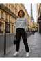Zero Collar Sweat Suit 2-Piece Combination Winter Patterned Striped Paris Printed Women's / Men's Unisex Model