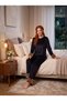 New Season Women's Velvet Crew Neck Plush Detailed Special Design Long Sleeve Pajama Set - 4