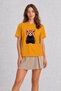 Women's Modern Street Style Red Panda Print Design - Yellow