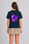 Women's Geometric Skateboard Movement - Back Print - Navy Blue - 2