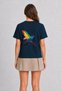Women's Geometric Hummingbird Back Print - Navy Blue - 2