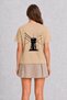 Women's Modern City Roof Design T-Shirt Print - Back Print - Cream - 2