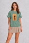 Women's Retro City Ladder Graphic T-Shirt Design - Green