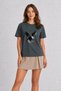 Women's Smoked Halftone Eagle Poster Graphic Printed Regular Fit 100% Cotton T-Shirt