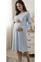 Mila Long Sleeve Maternity Nightgown Blue