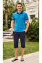 3223 Surf Beach Patterned Polo Neck Bermuda Set - 3