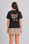 Women's Adventure Loving Red Panda Print Design with Back Print - Black - 2
