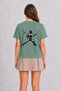 Women's Fencer Tattoo Style Graphic - Back Print - Green - 2