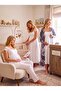 New Season Ecru Black Patterned Button Detailed Design Lace Wide Strap 100% Cotton Maternity Pajama Set 4-Piece Set - 8
