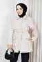 Women's Waist Tunneled Quilted Coat with Pockets