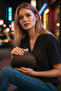 Oyster Model Black Silver Framed Evening Dress Bag. Oyster Chic Pearl Detailed Evening Bag. - 4