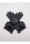Black Big Bow Short Satin Women's Gloves – Accessory for Wedding, Engagement, Nikkah, Henna Night, Prom, Event, Party, Costume, Graduation, Bachelorette, and Photo Shoot - 3