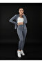 Gray Zippered Finger-Loop Jacket and Leggings Double Set - 3