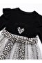 Girls' Leopard Patterned Tulle Ruffle Long Sleeve Dress - 3