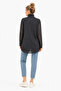 Women's Tulle Detailed Long Sleeve Black Blouse - 2