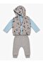 Baby Boy Dinosaur Patterned Hooded Vest 3-Piece Set - 2