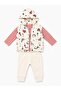 Baby Boy Dinosaur Patterned Hooded Vest 3-Piece Set - 2