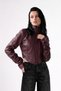 Premium Crop Women's Burgundy Leather Jacket with Corset Detail - 2