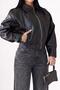 Women's Bomber Oversize Premium Black Leather Jacket - 6