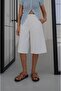 Ecru Capri Denim Shorts with Side Pockets - 2
