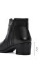 Women's Black Zippered Thick Heeled Leather Boots Wf410010Dv - 5