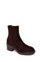 Women's Brown Zippered Thick Heeled Suede Leather Boots Wf220006Ds - 7