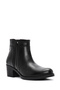 Women's Black Zippered Thick Heeled Leather Boots Wf410010Dv - 8