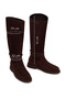 Women's Brown Buckle Detailed Suede Leather Boots Wf190067Ds - 4