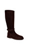 Women's Brown Buckle Detailed Suede Leather Boots Wf190067Ds - 8
