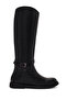 Women's Black Leather Boots with Buckle Detail Wf190067Dv
