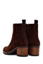 Women's Brown Zippered Thick Heeled Suede Leather Casual Boots Wf190061Ds - 7