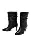 Women's Black Heeled Leather Boots Af210004Dv - 6