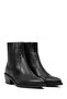 Women's Black Short Thick Heeled Leather Cowboy Boots Wf190023Dv - 3