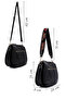 Women's Black Long Strap Nubuck Crossbody Bag Ab520004Sn - 5