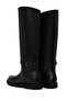 Women's Black Leather Boots with Buckle Detail Wf190067Dv - 7