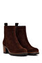 Women's Brown Zippered Thick Heeled Suede Leather Casual Boots Wf190061Ds - 2